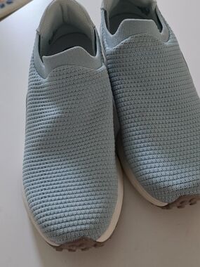 Women's Light Blue Knit Slip-On Sneakers - Cushioned Everyday Comfort